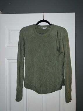 Athleta Olive Green Long-Sleeve Crew Sweatshirt